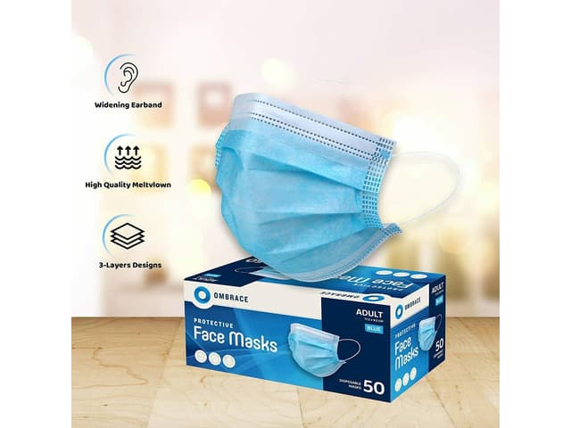 50 x Premium Quality - Face, Mouth & Nose Protection Black Masks UK