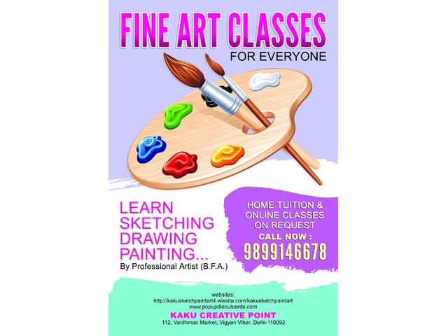 HOME TUTOR FOR SKETCHING, DRAWING, PAINTING | LEARN FINE ART BASICS- 9899146678