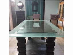 Dining table 6 chair with glass - Image 3
