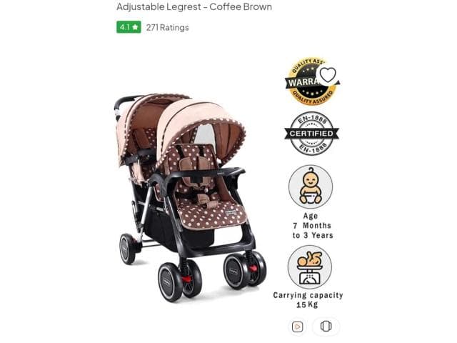 Babyhug twin pram gently used