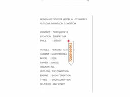 HERO MAESTRO 2018 MODEL,ALLOY WHEELS : 72001@99913 LOCATION. : TIRUPATTUR - Image 4