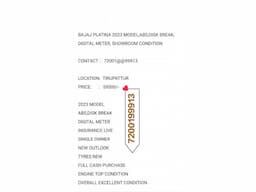 BAJAJ PLATINA 2023 MODEL,ABS,DISK BREAK, DIGITAL METER, SHOWROOM CONDITION ,72001@@99913,TIRUPATTUR - Image 5