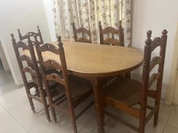 6 seater wooden dining table & 6 chairs - Image 1