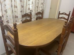 6 seater wooden dining table & 6 chairs - Image 2