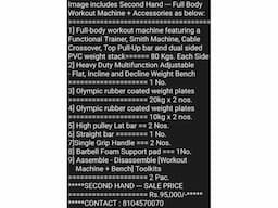 Full Body Workout Machine + Work Bench + Accessories = Rs.95000/- - Image 2